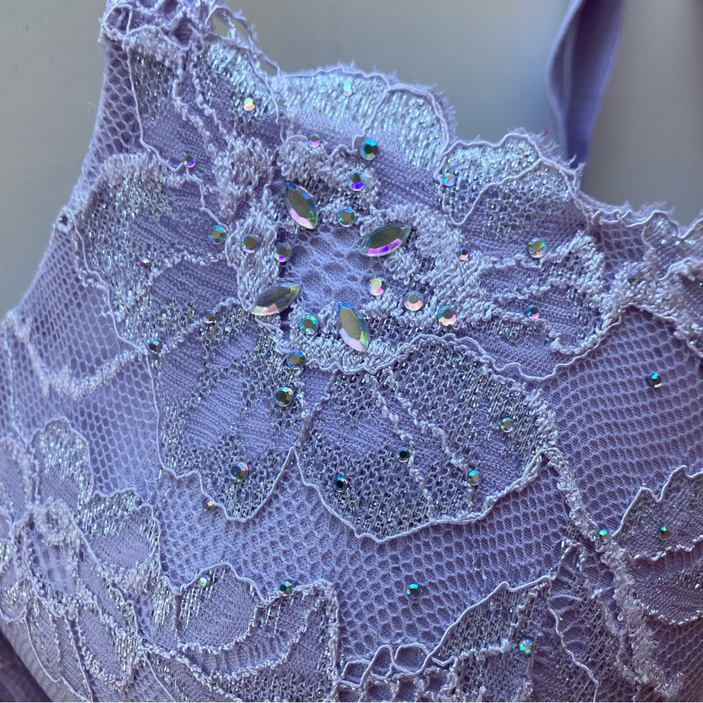 Victoria's Secret Lavender Floral Lace Rhinestone Push Up Bra 38C Shimmer Lilac - Picture 9 of 15